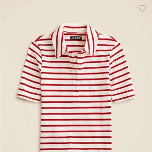 J. Crew Red and Cream Striped Ribbed Polo